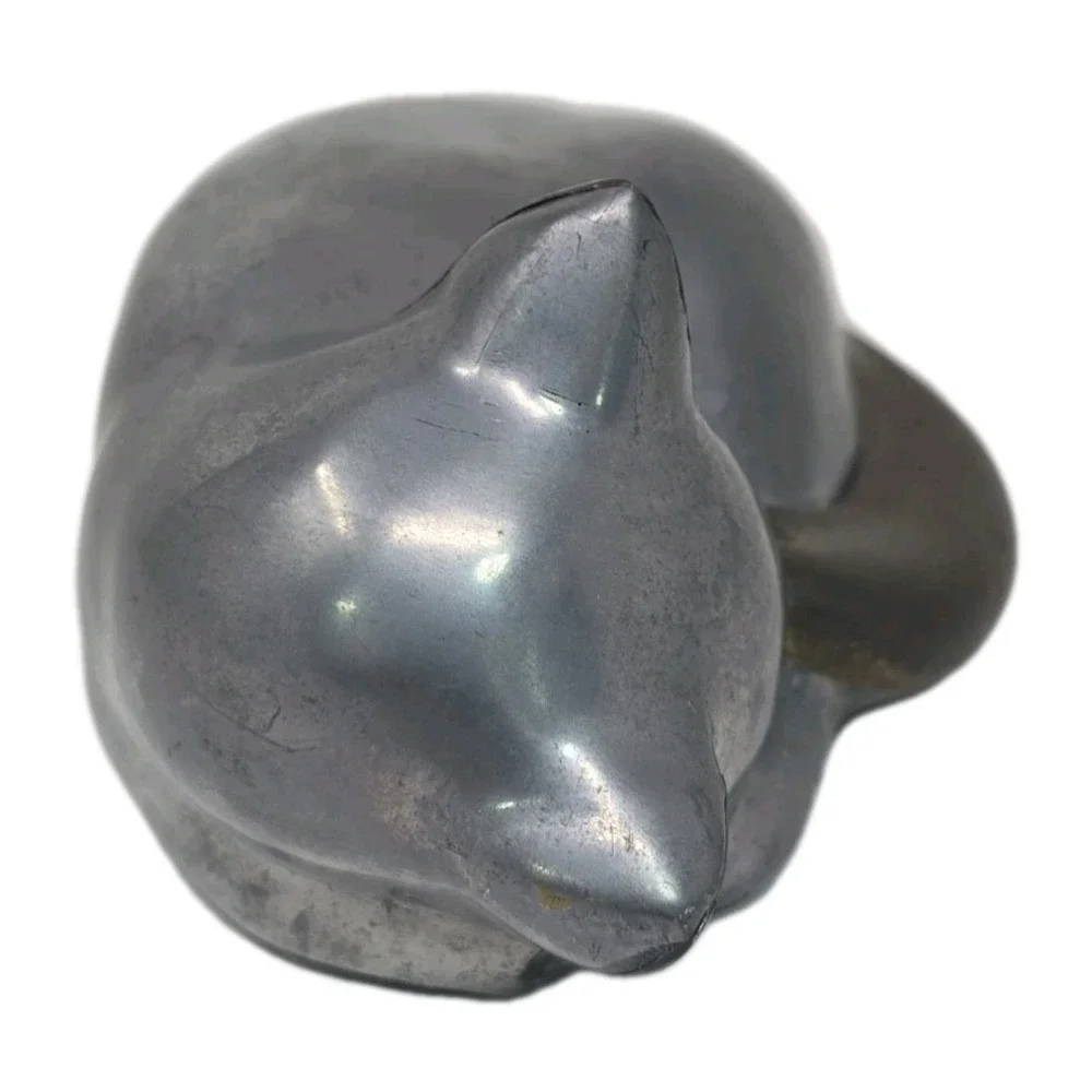 Vintage Two Tone Metal Sleeping Cat Figurine 6